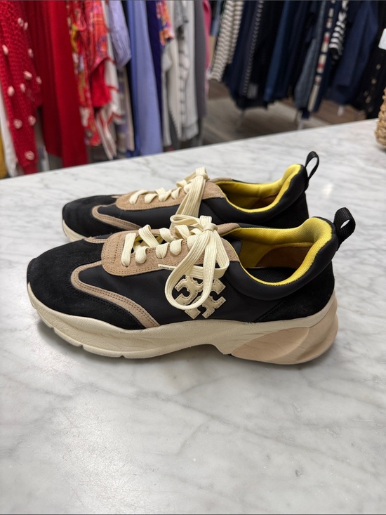 Tory Burch Shoes - Tory Burch Good Luck Trainer in Black and Tan Size 9M